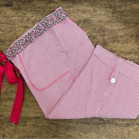 Victoria’s Secret Pink Rare Vintage Flower Pin Stripe PINK Logo Sleep Pant M NWT - Picture 5 of 10
